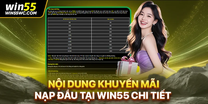 Nội dung khuyến mãi nạp đầu WIN55 chi tiết